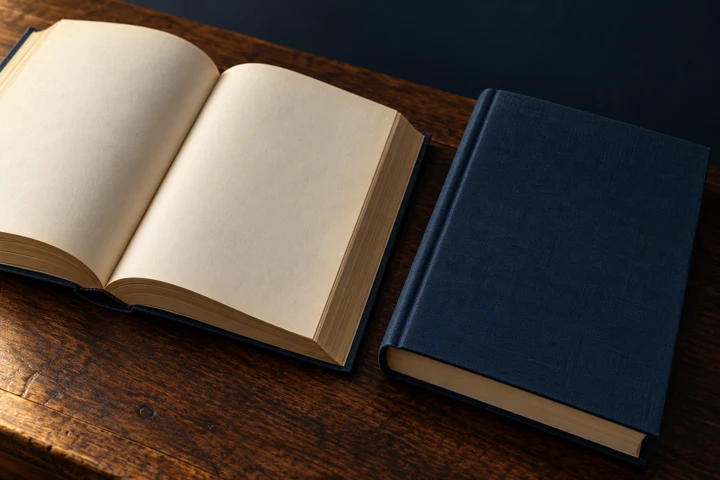 Illustrative study books on a desk
